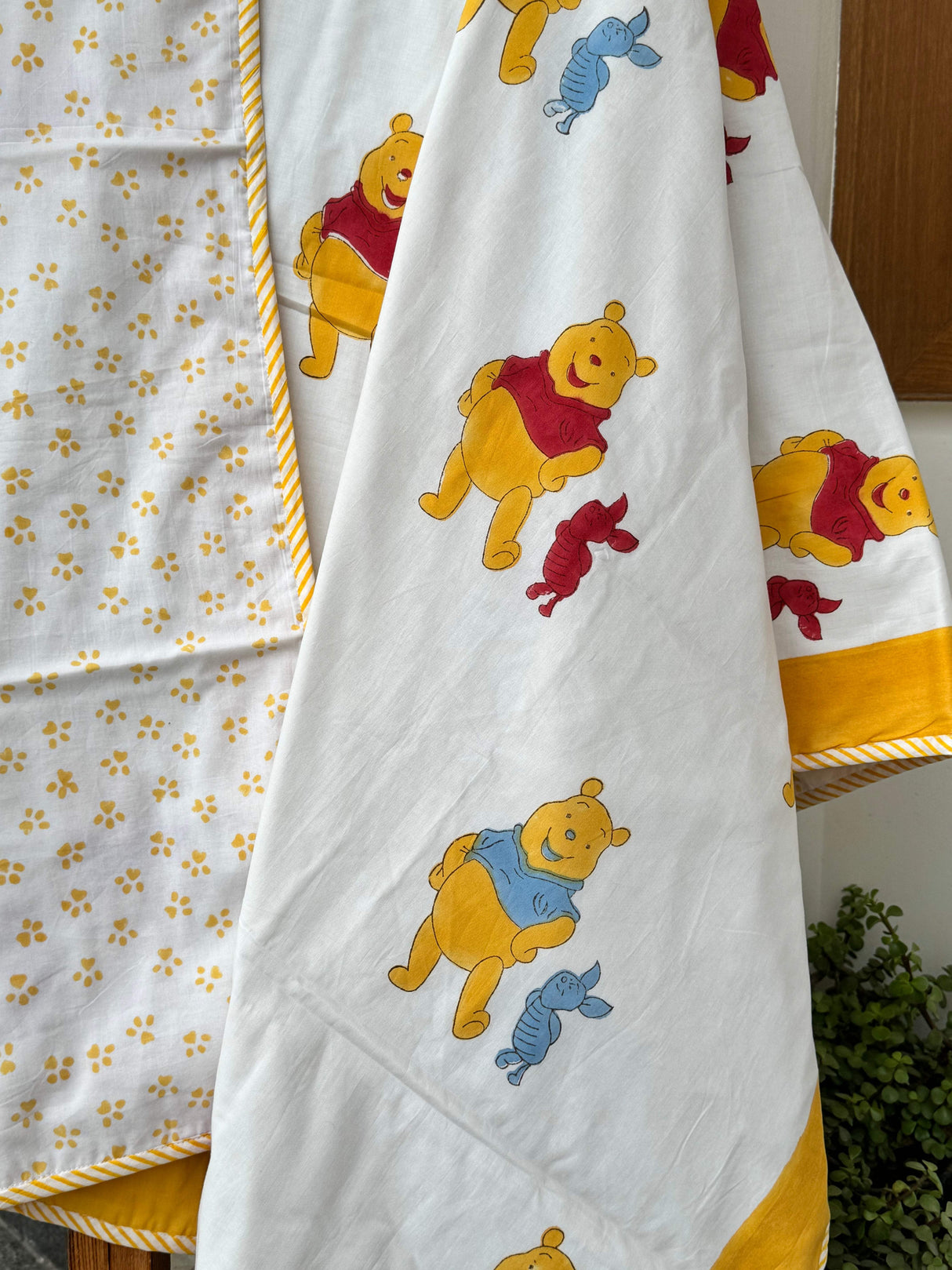 birthday return gift winnie the pooh baby blanket breathable cotton reversible dohar made in india