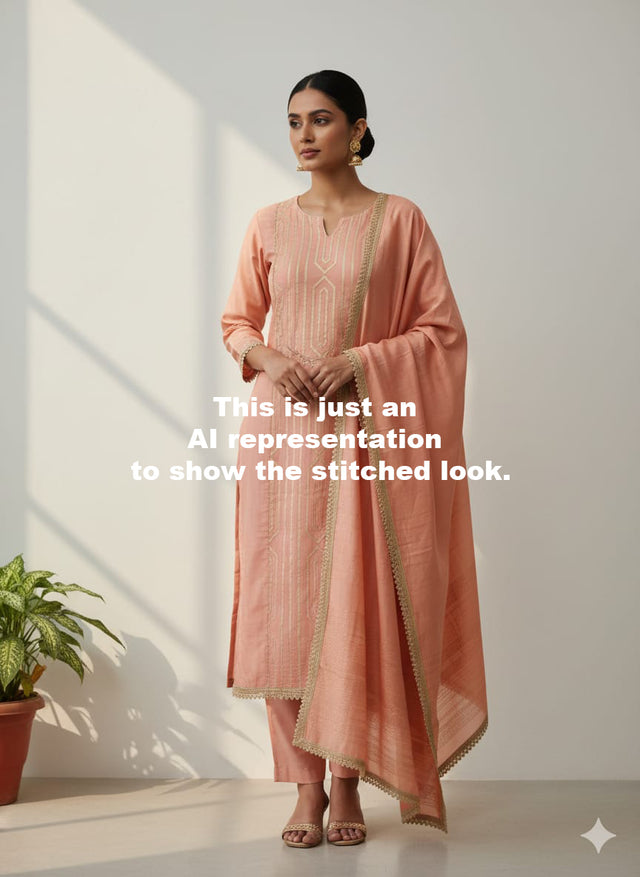 chanderi-cotton-applique-peach-unstitched-suit-set