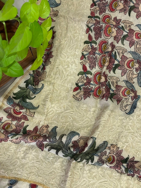chanderi-cotton-silk-floral-kalamkari-dupatta-with-lucknow-chikankari