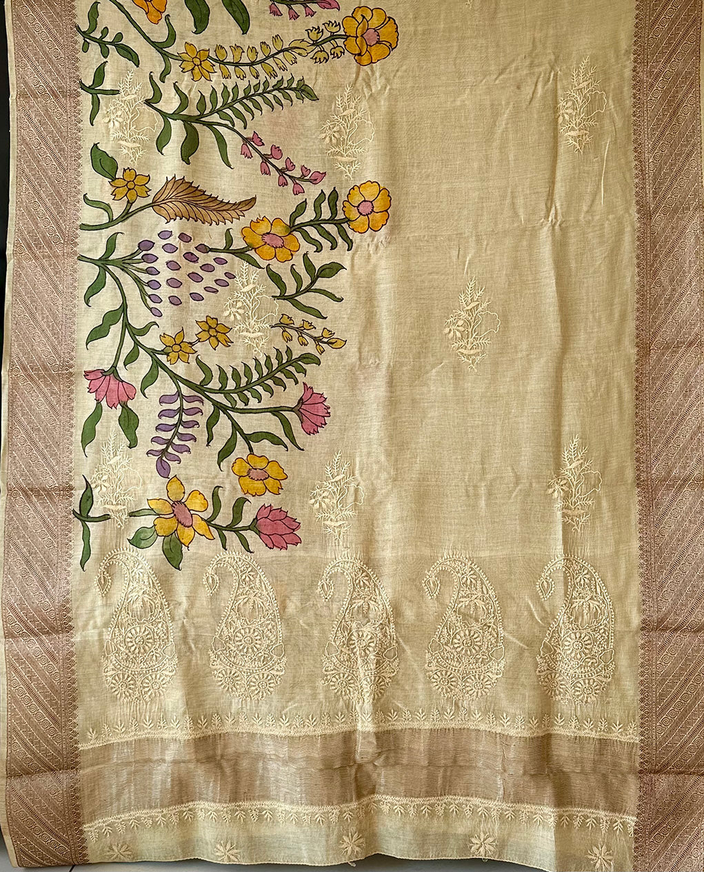 Chanderi Cotton Silk Floral Kalamkari Saree