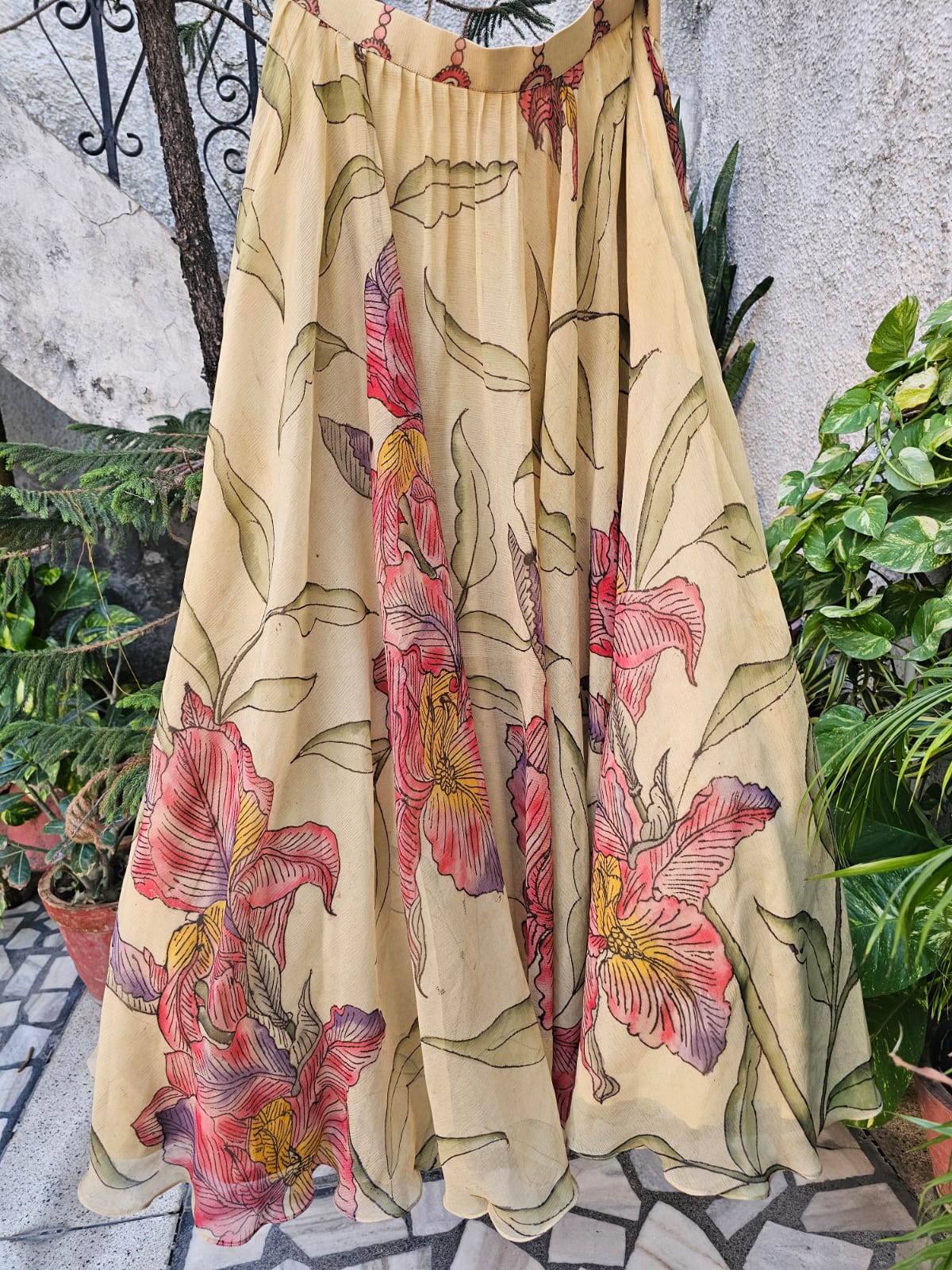 Pure Chiffon Kalamkari Skirt