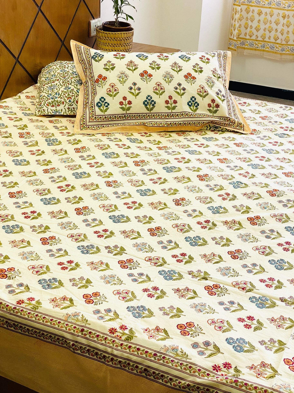 cream-theme-double-cotton-bedsheet-side-view