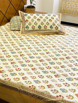 cream-theme-double-cotton-bedsheet-side-view