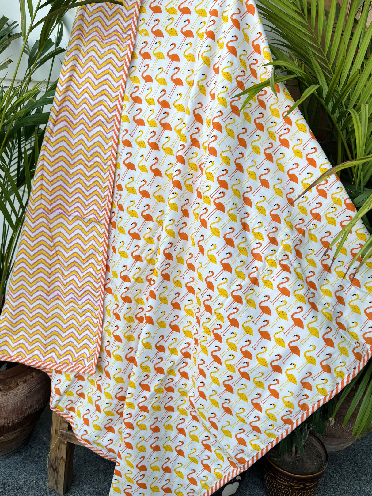 cute-flamingo-print-orange-yellow-kids-dohar