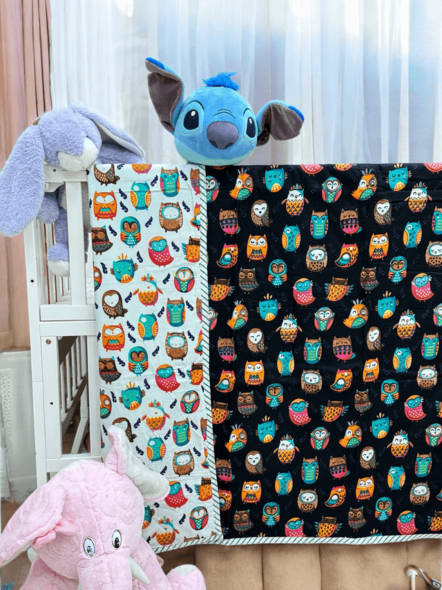 owl theme baby dohar handblock printed in jaipur mulmul fabric soft breathable