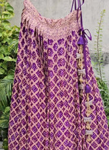 Gorgeous Purple Pure Banarsi Georgette Bandhani Lehenga with Dupatta