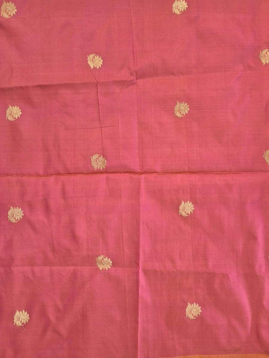 Shade of Dark Peach Pure Banarasi Silk Blouse Piece