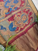 Dashavtaram Theme Pure Kanjivaram Silk Kalamkari Saree