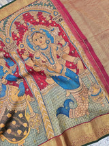 Dashavtaram Theme Pure Kanjivaram Silk Kalamkari Saree