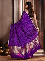 deep-amethyst-purple-hexa-pure-gajji-silk-bandhani-saree
