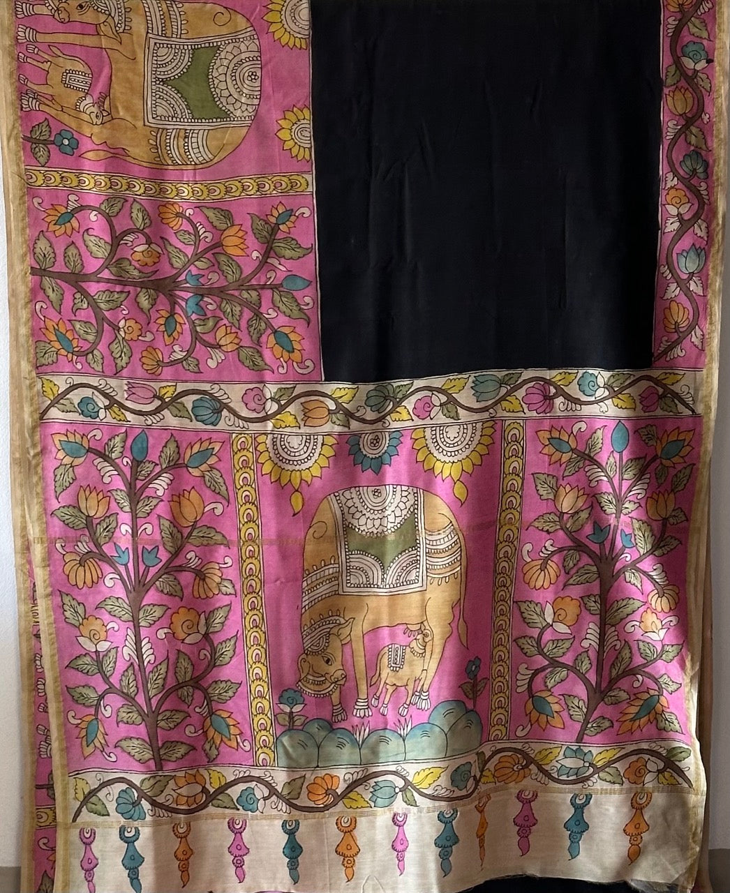 divine-grace-pichwai-theme-chanderi-cotton-silk-kalamkari-saree
