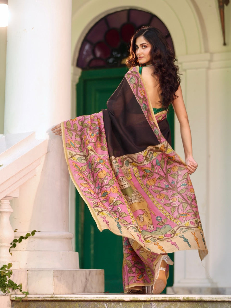divine-grace-pichwai-theme-chanderi-cotton-silk-kalamkari-saree