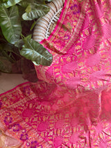 Dual Shade of Pink Pure Georgette Meenakari Bandhani Dupatta