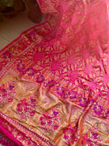 Dual Shade of Pink Pure Georgette Meenakari Bandhani Dupatta