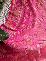 Dual Shade of Pink Pure Georgette Meenakari Bandhani Dupatta