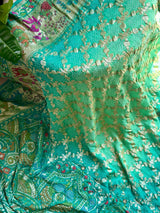 Dual Shade of Turquoise Pure Georgette Meenakari Bandhani Dupatta