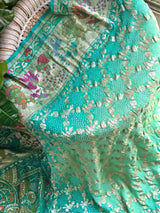 Dual Shade of Turquoise Pure Georgette Meenakari Bandhani Dupatta