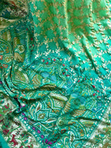 Dual Shade of Turquoise Pure Georgette Meenakari Bandhani Dupatta