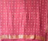 Dusty Old Rose Pure Banarsi Gerogette Meenakari Bandhani Saree