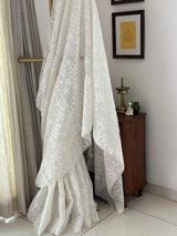 Off White Floral Cotton Saree made on Jacquard Loom