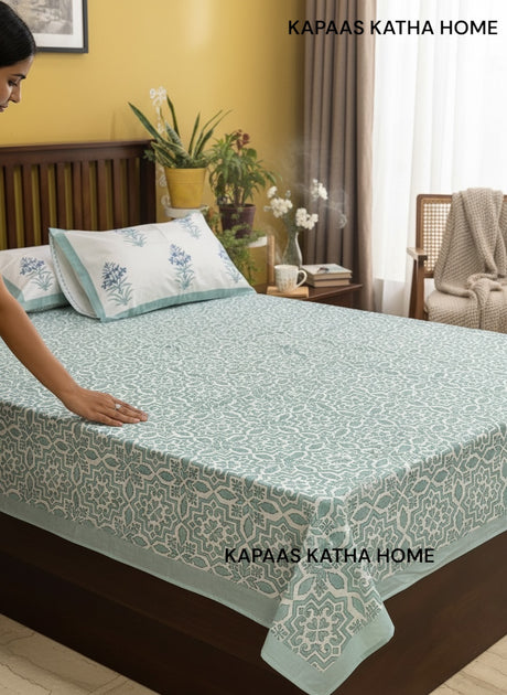earthen-bloom-handblock-print-pure-cotton-bedsheet