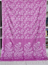 Pink Floral Cotton Saree made on Jacquard Loom