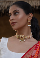 Elegant 925 Silver Choker and Earrings with Freshwater Pearls