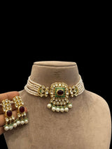 Elegant 925 Silver Choker and Earrings with Freshwater Pearls