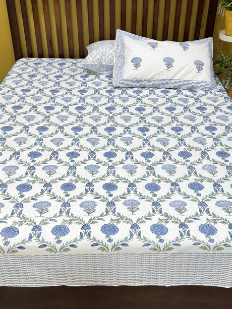 elegant-fresh-bloom-handblock-print-cotton-bedsheet