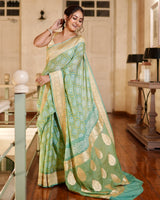 elegant-green-bandhani-banarasi-georgette-saree