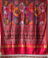 elegant-handloom-red-mulberry-silk-ikat-patola-saree-with-animal-motifs