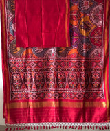 elegant-handloom-red-mulberry-silk-ikat-patola-saree-with-animal-motifs