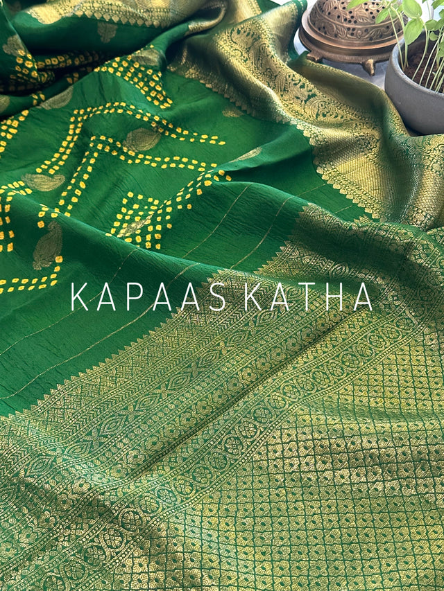 elegant-kanjivaram-bandhani-saree