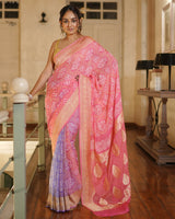 elegant-pink-lavender-pure-banarasi-georgette-bandhani-saree