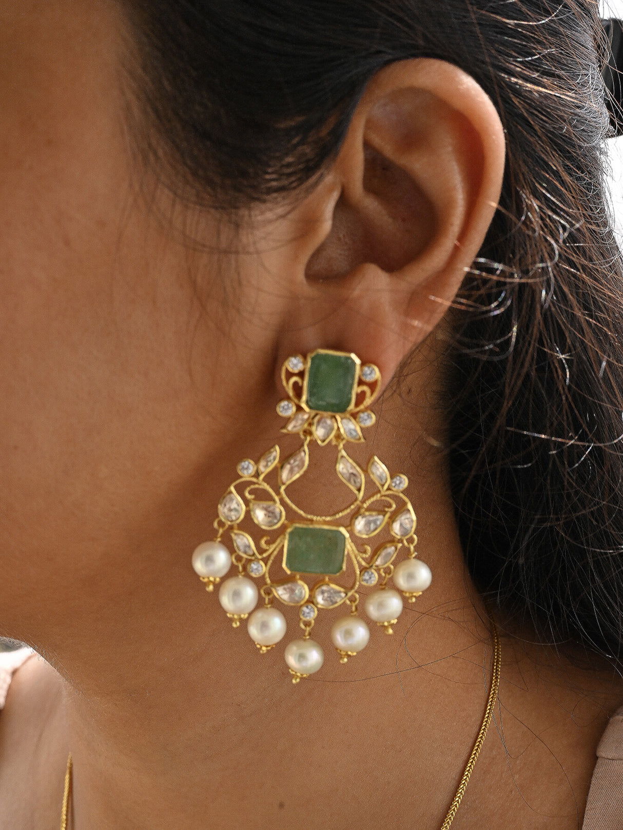 Exclusive Handcrafted 92.5 Silver Pendant and Earrings Inspired By Mughal Era