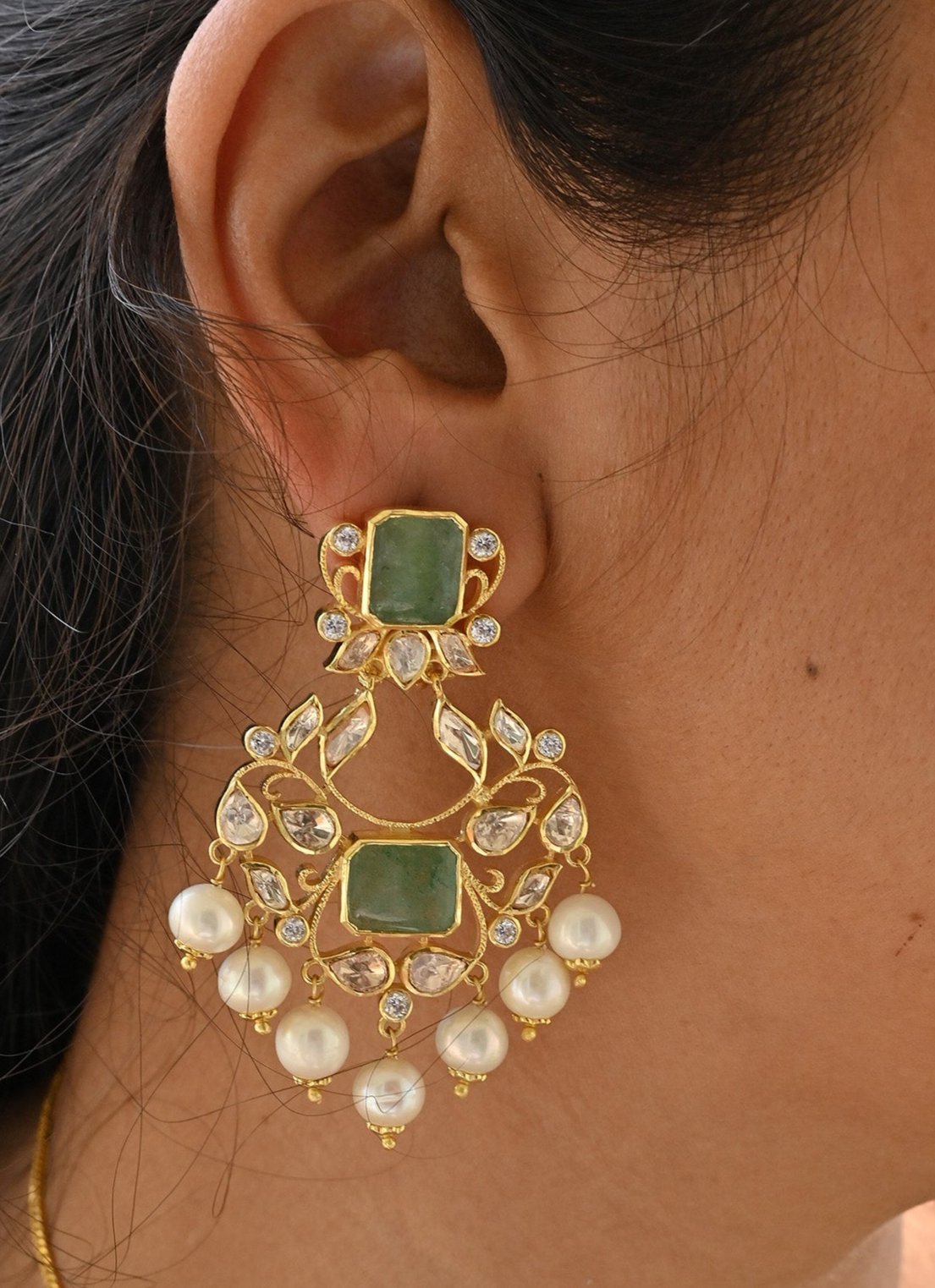 Exclusive Handcrafted 92.5 Silver Pendant and Earrings Inspired By Mughal Era