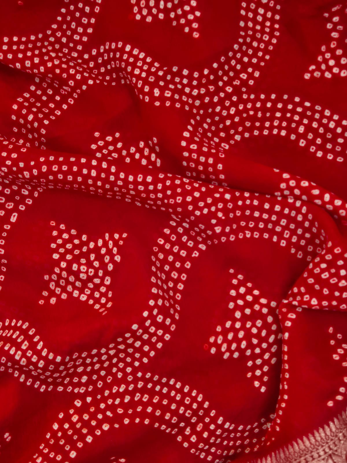 Red Very Exclusive Pure Banarsi Georgette Bandhani Dupatta