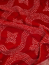 Red Very Exclusive Pure Banarsi Georgette Bandhani Dupatta