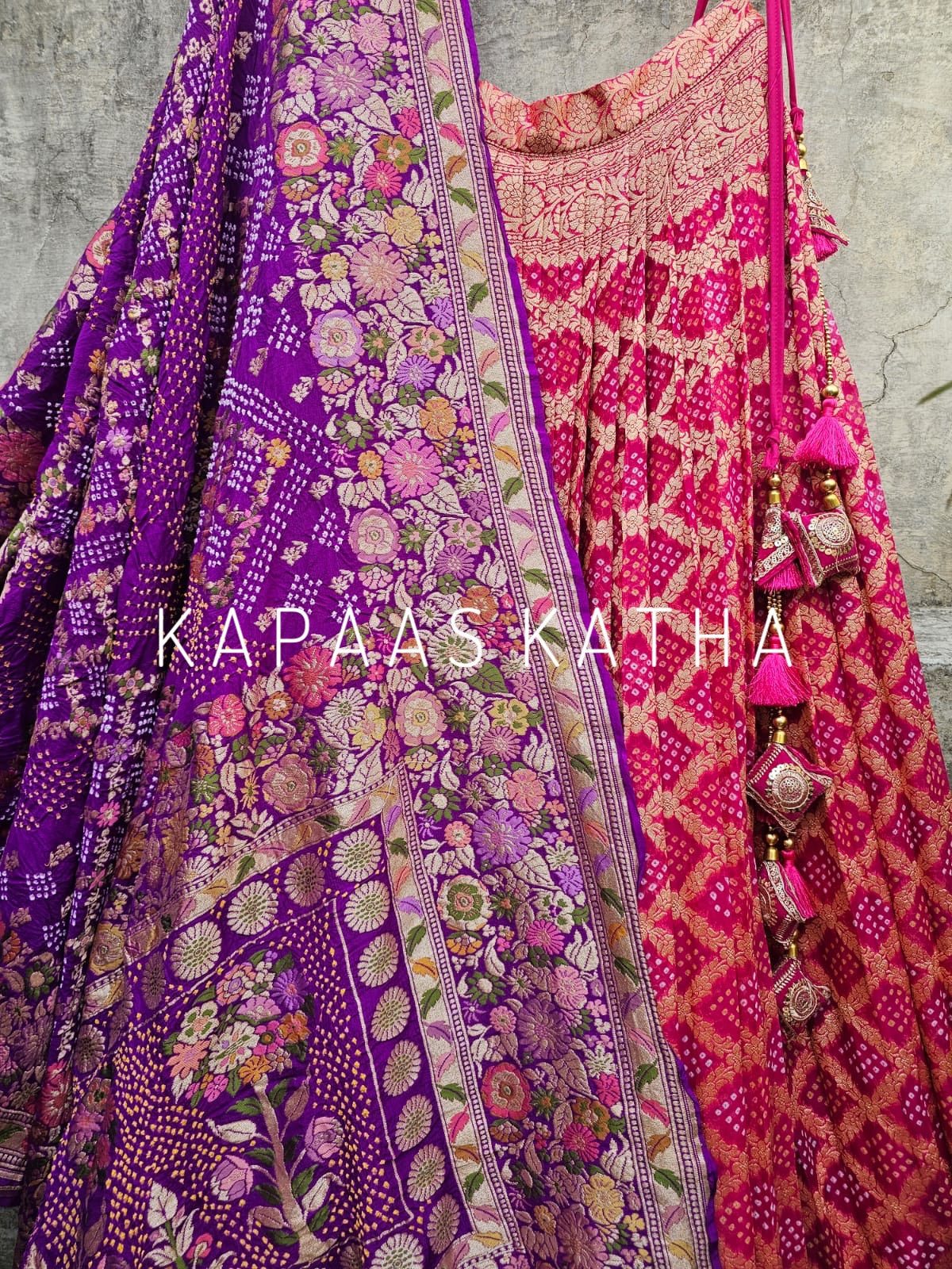 exclusive-pink-banarasi-georgette-bandhani-lehenga-with-dupatta