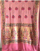 Pink Pure Banarasi Georgette Bandhani Saree