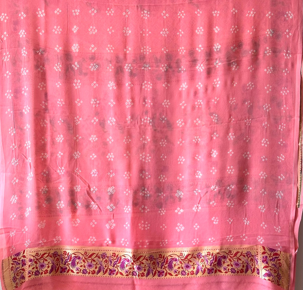 Pink Pure Banarasi Georgette Bandhani Saree