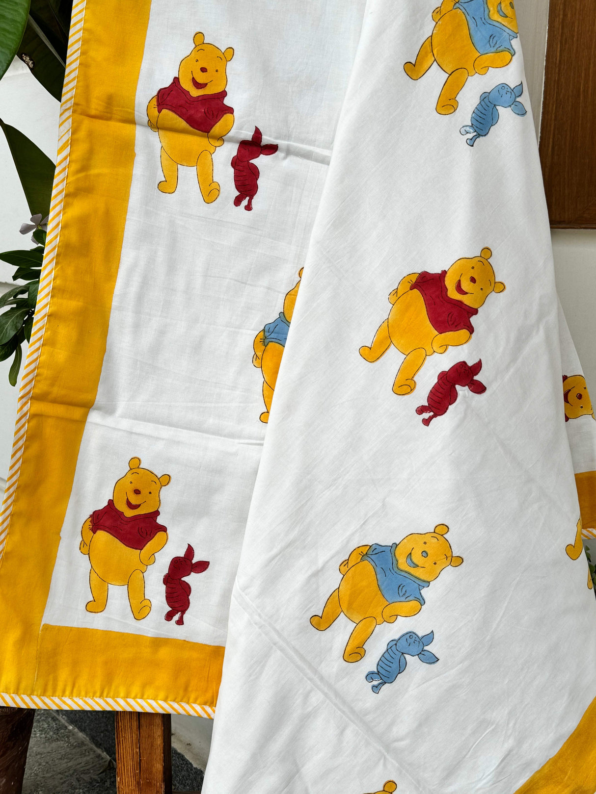 handcrafted baby blanket from jaipur winnie the pooh mulmul cotton flannel layered kids dohar