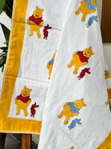 handcrafted baby blanket from jaipur winnie the pooh mulmul cotton flannel layered kids dohar