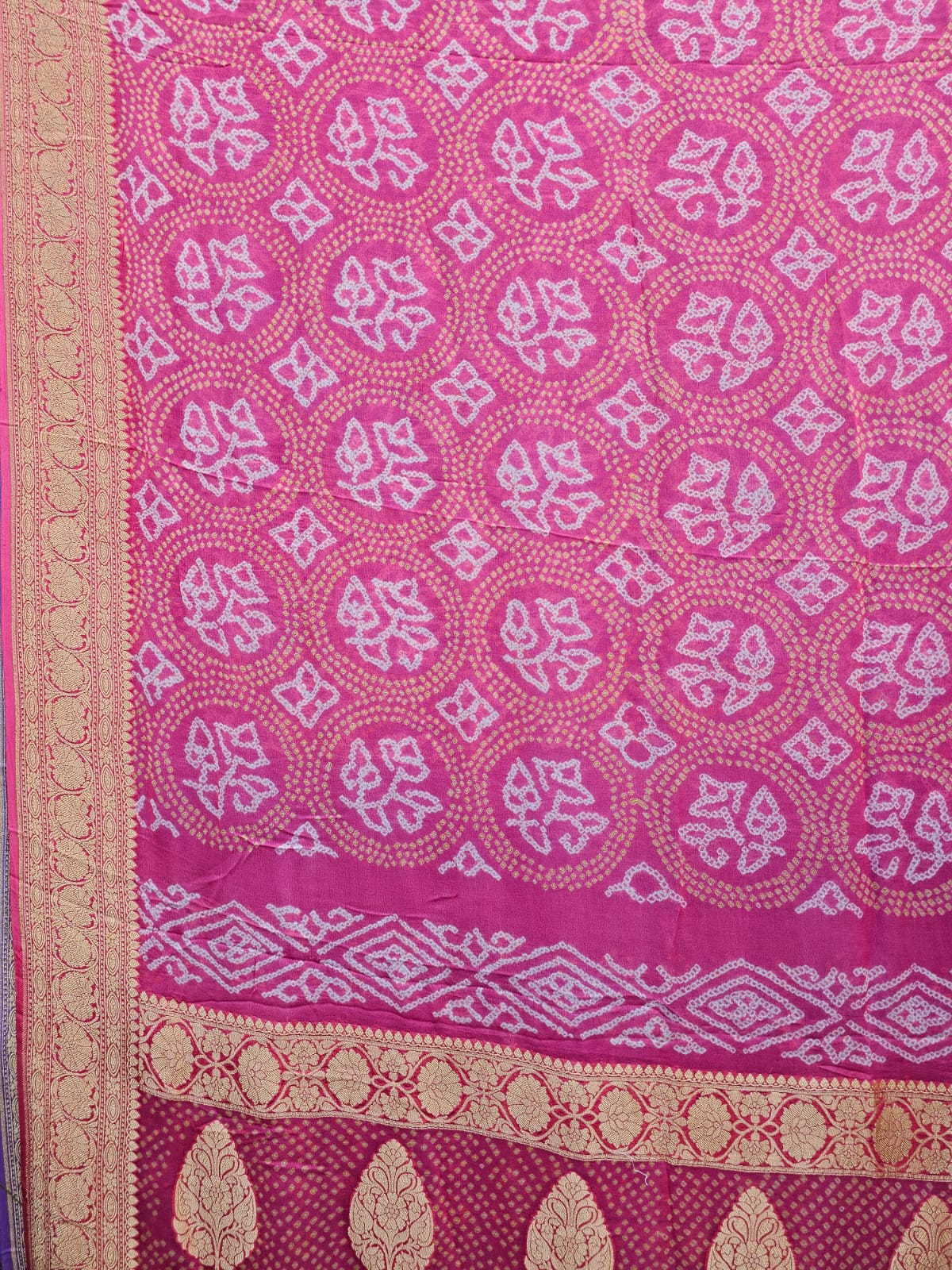 festive-pink-lavender-bandhani-banarasi-georgette-saree