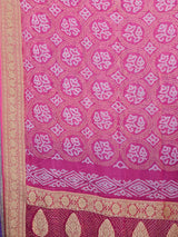 festive-pink-lavender-bandhani-banarasi-georgette-saree