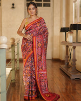 festive-red-single-ikat-maroon-mulberry-saree
