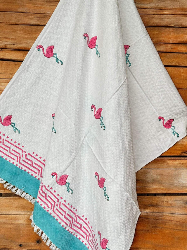 flamingo-pink-theme-kids-cotton-towel-front-view