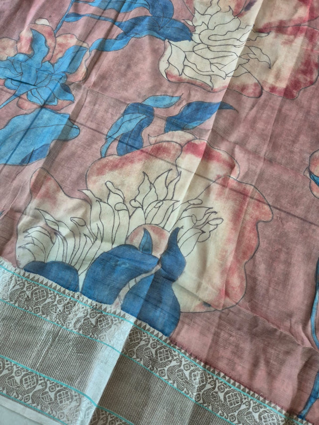 floral-and-bird-theme-handloom-silk-pen-kalamkari-blouse-fabric