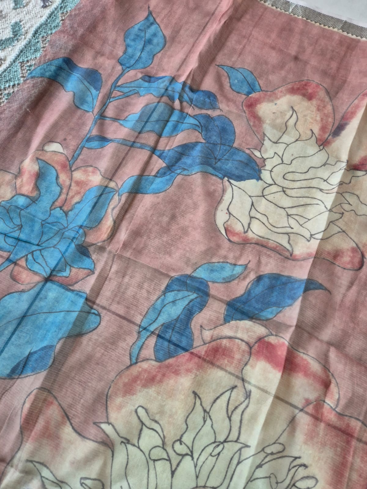floral-and-bird-theme-handloom-silk-pen-kalamkari-blouse-fabric