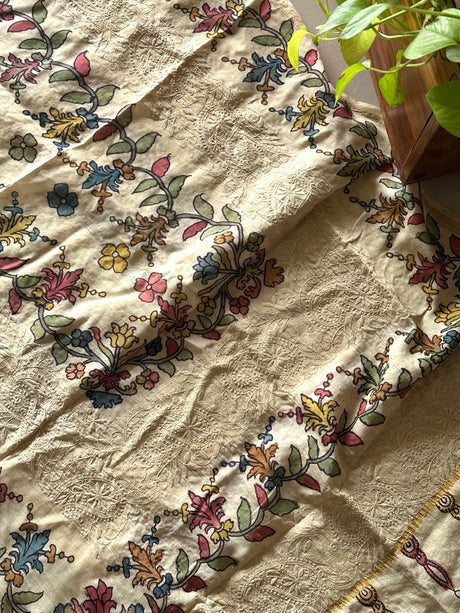 floral-kalamkari-dupatta-with-lucknow-chikankari-on-chanderi-cotton-silk